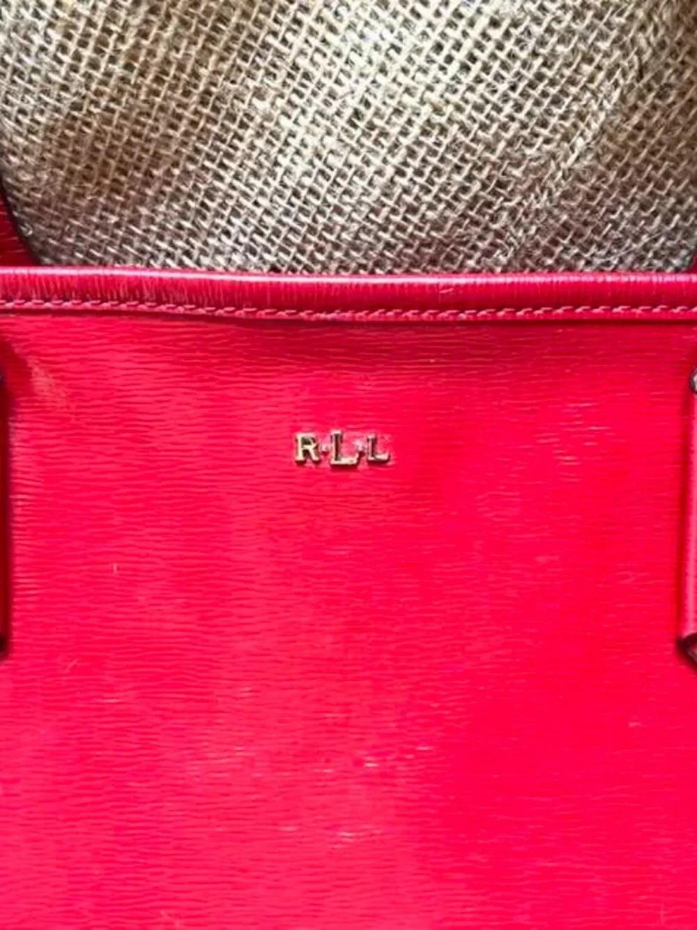 Red Leather Tote by Lauren Ralph Lauren